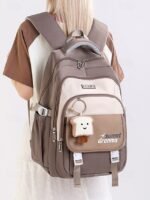 Teen Large Capacity Waterproof Backpack with Cute Toast Pendant - Image 2