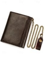 Men's Genuine Leather Wallet with Key Slot & Chain, - Image 15
